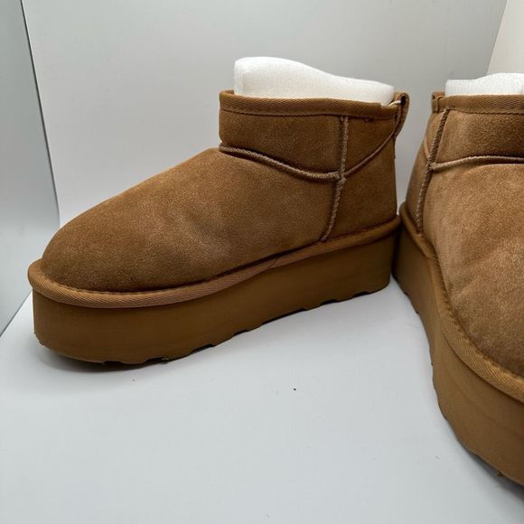 CUSHIONAIRE Women's Genuine Suede pull platform boot +Memory Foam 9 CHESTNUT - Picture 7 of 7